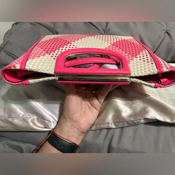 Kate Spade Pink and White Woven Tote - Picture 3 of 7